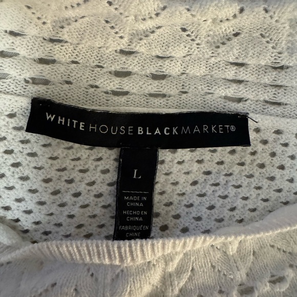 White House Black Market‎ White Crochet Pointelle Pullover The Summit Top - Picture 9 of 10
